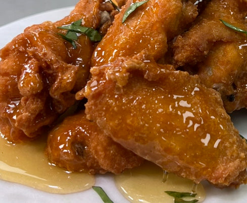 Sweet & Spicy Harissa Hot Honey Chicken Wings